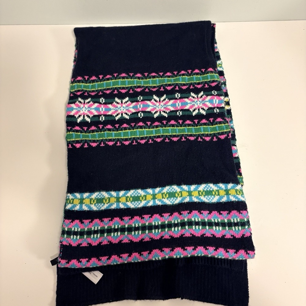 Talbots Striped Wool Blend Fair Isle Scarf Womens Winter
